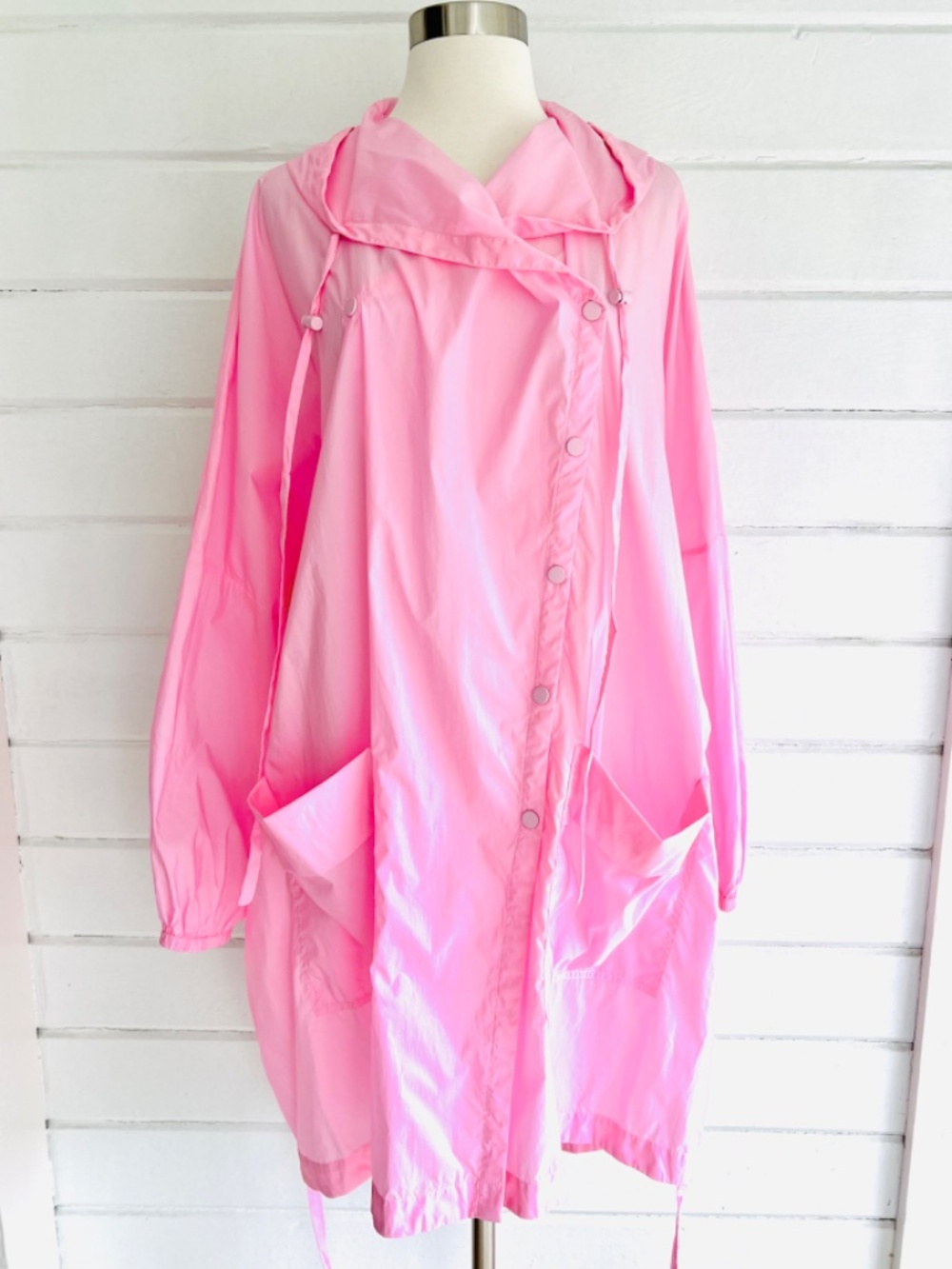 TIBI Pink Lightweight Hooded Windbreaker Anorak - O/S